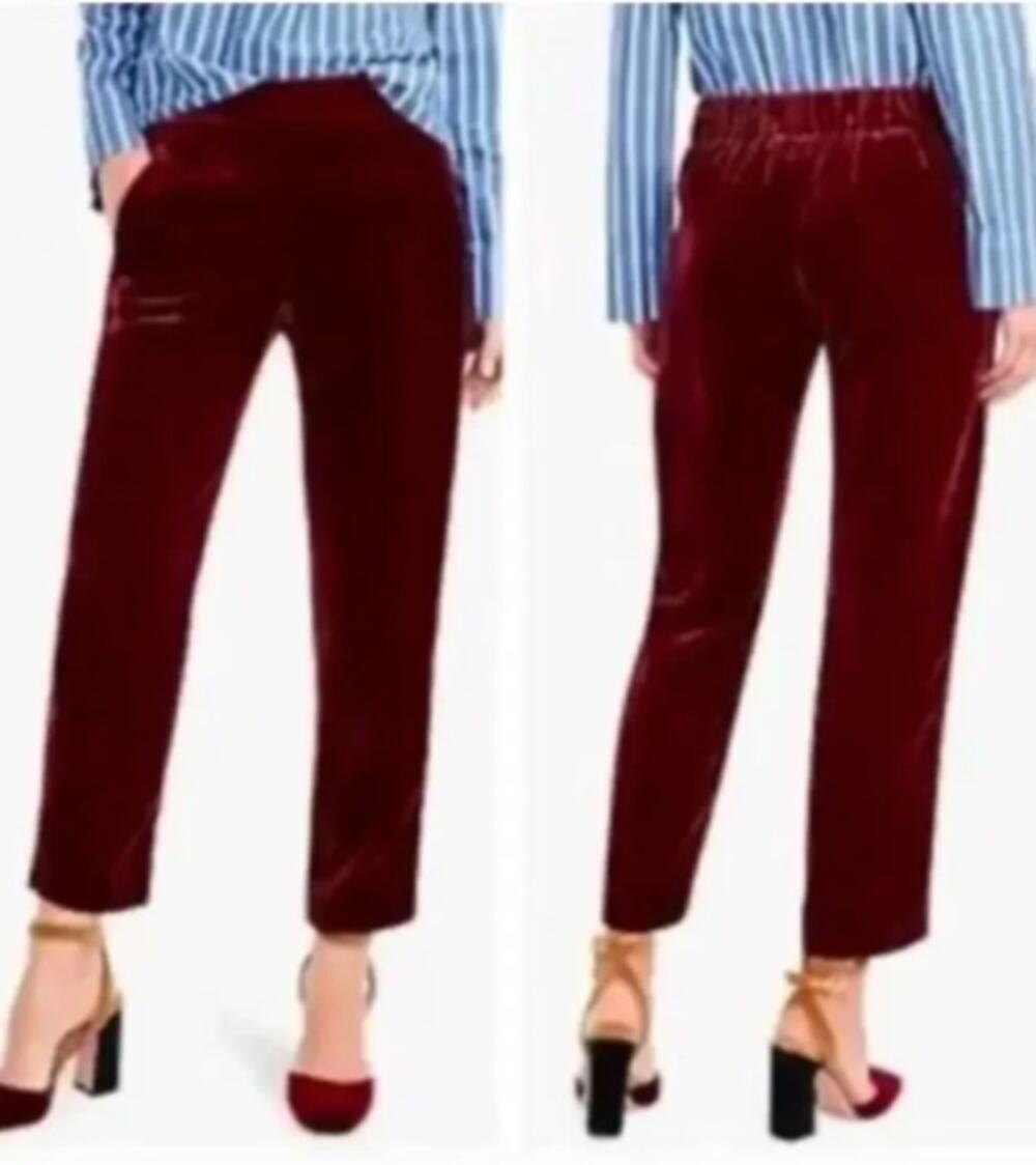J. Crew Burgundy Velvet Easy Pants Size 4